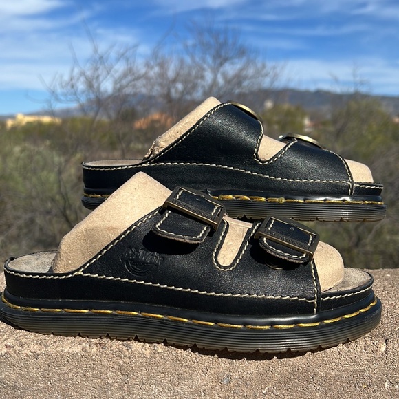 🏴󠁧󠁢󠁥󠁮󠁧󠁿 Dr. Martens MIE Vintage Double Buckle Platform Slide Sandals UK 6 - Picture 1 of 16